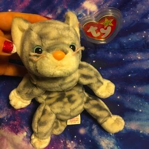 TY SILVER THE CAT ORIGINAL BEANIE BABY! Rare 1st Generation 1999 with Tag cover